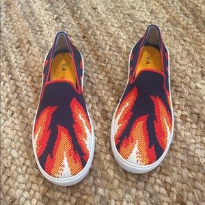 Rothy’s kids size 3 Bold Flame Slip-Ons